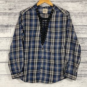 LF x Furst Of A Kind Plaid Lace Up Long Sleeve Top